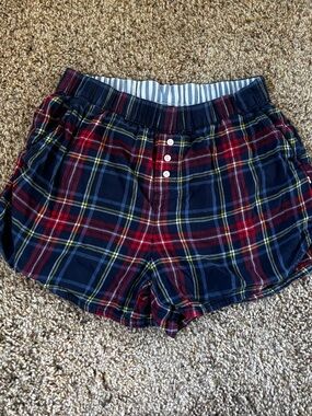 Plaid Navy and Red Women's Lounge Shorts